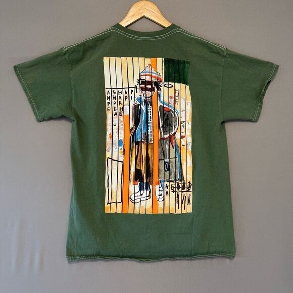 Jean Michel Basquiat Men’s Green Short Sleeve R-Shirt Art Tee Size Large - Picture 4 of 10